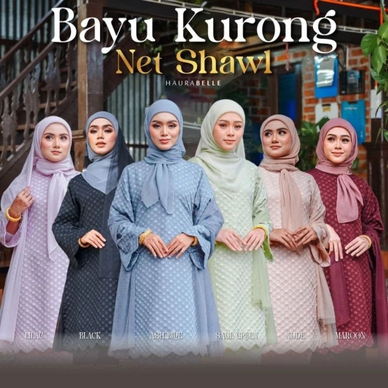 Haurabelle NET SHAWL BAYU KURONG @ SELENDANG NET