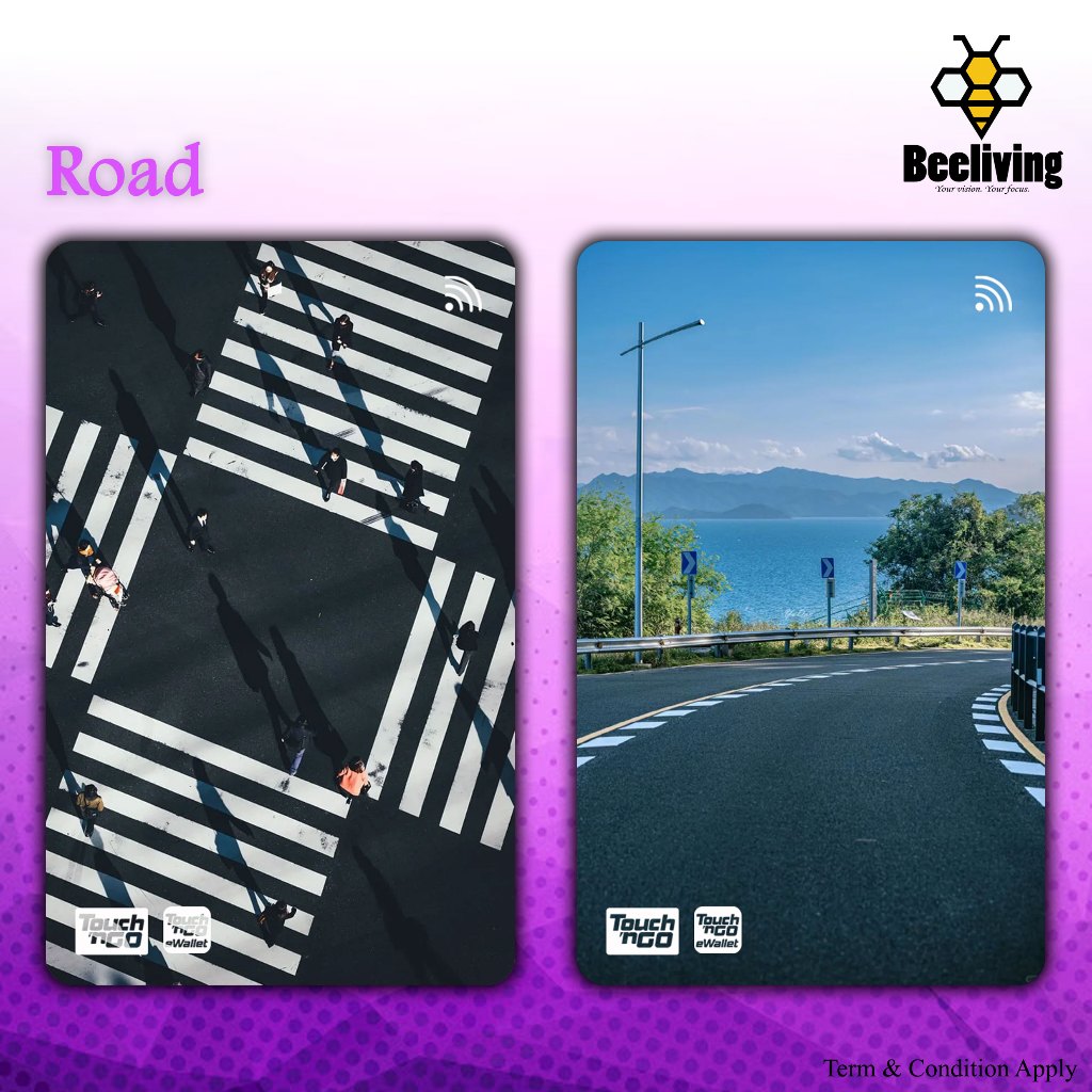 Road ( SERIES 1 ) - ฝาครอบสติ๊กเกอร์การ์ด Touch n Go (กันน้ํา คุณภาพสูง) ,สติ๊กเกอร์การ์ด TNG