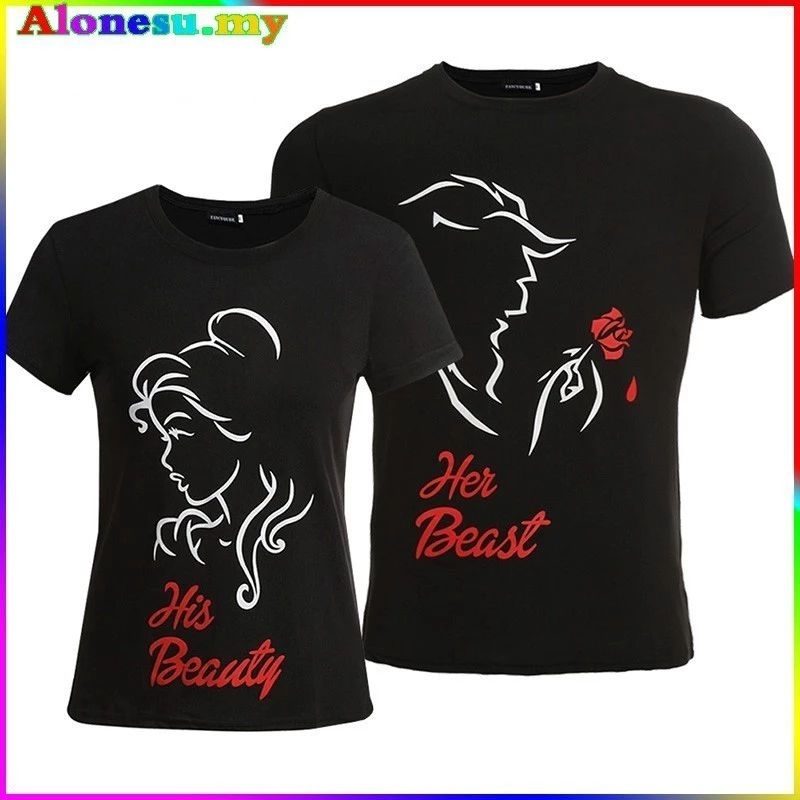เสื้อยืด COUPLE HIS BEAUTY และ HER UNISEX ที่ดีที่สุด 100% COTTON PREMIUM QUALITY