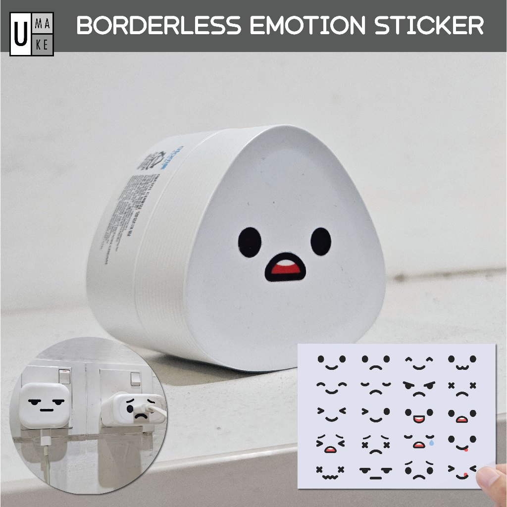 UMAKE Emotion Sticker Borderless Cute Kawaii Emoji Sticker Cute 2 colours switch sticker plug