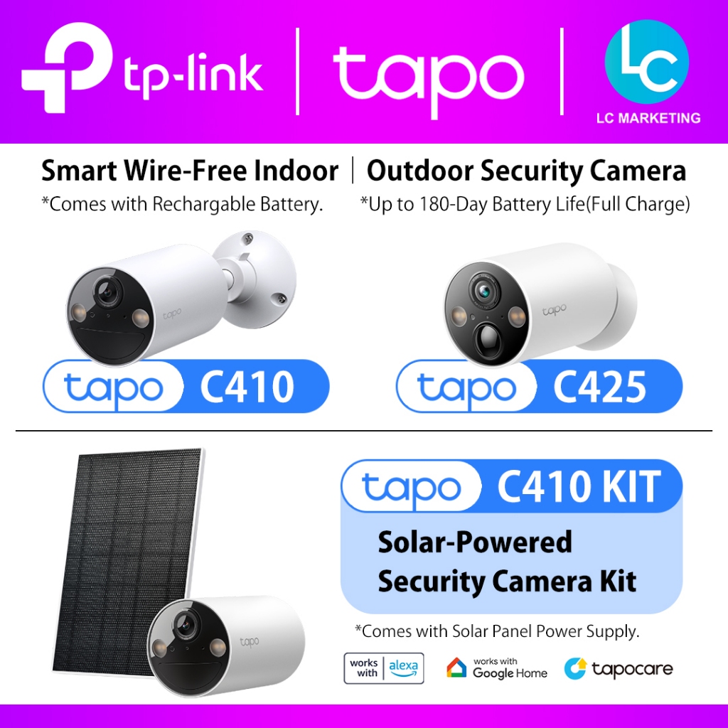 TP-Link Tapo C410 │ C410 KIT │ ค425 กล้องรักษาความปลอดภัยในร่ม/กลางแจ้งฟรีสายไฟอัจฉริยะกล้องวงจรปิดก