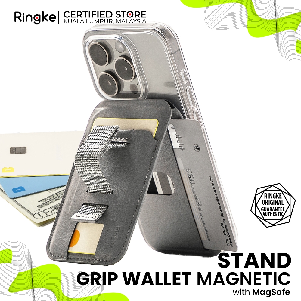 RINGKE MAGNETIC STAND GRIP WALLET Phone Wallet Credit Card for Phone Case, Magnetic Card Wallet เข้า