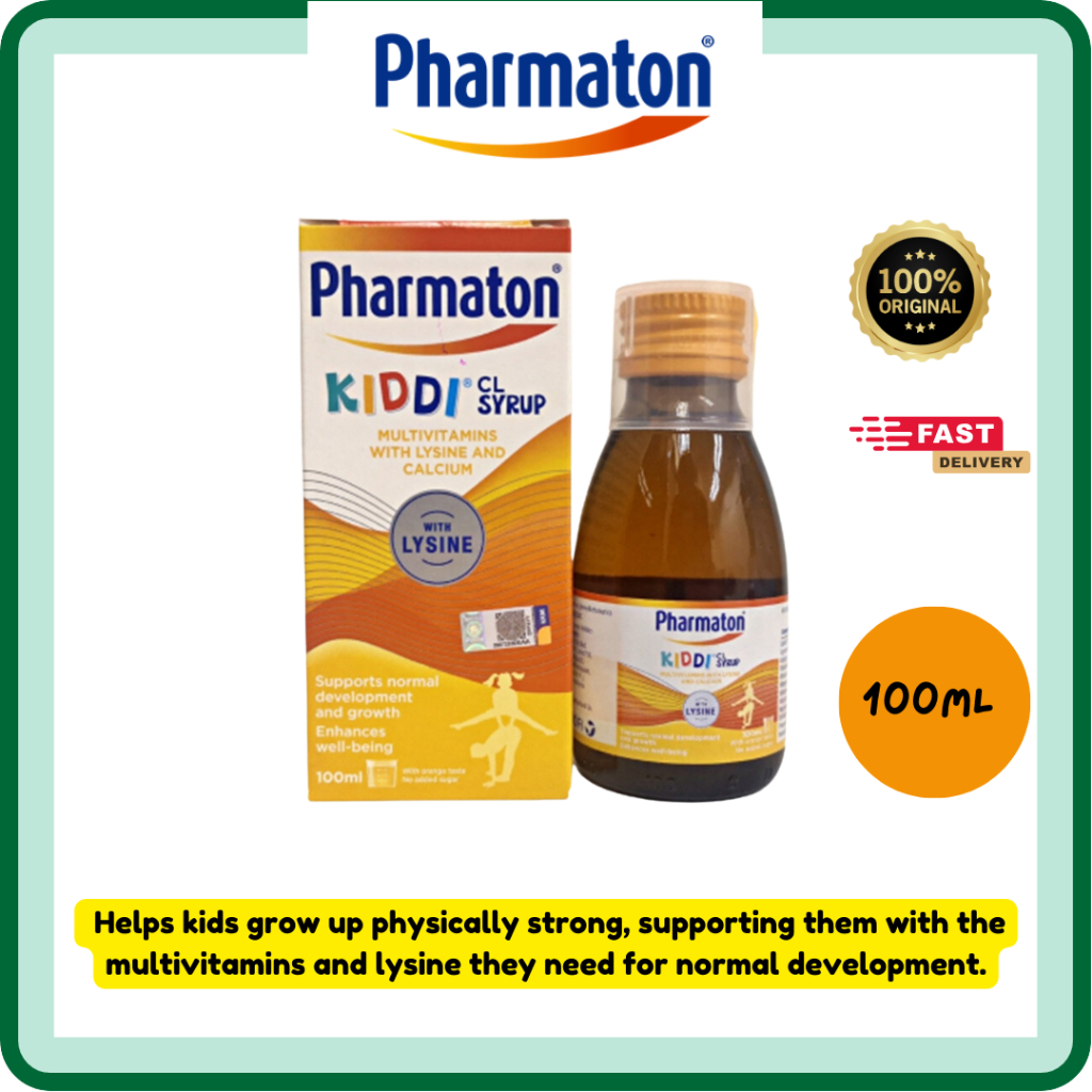 Pharmaton Kiddi CL Syrup 100ML EXP: 03/2025 Multivitamins Lysine Calcium Growth ภูมิคุ้มกันเพื่อสุขภ