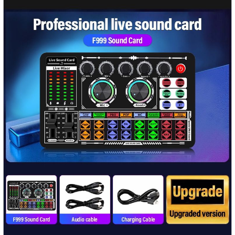 2024 อัพเกรด F999 F 998 BM800 การ์ดเสียงไมโครโฟนเครื่องผสมเสียงการ์ดเสียงผสมคอนโซลเครื่องขยายเสียงสํ