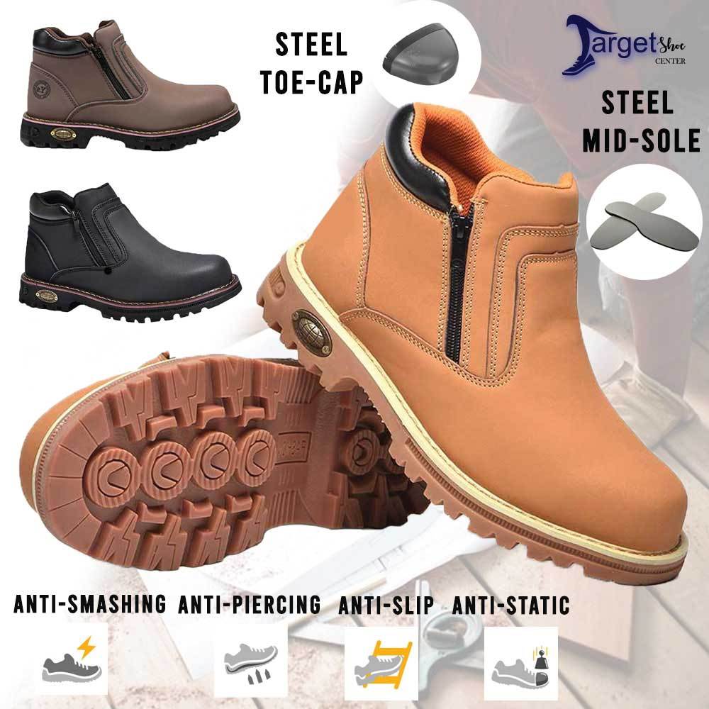 รองเท้านิรภัยกลางตัด Dual Zip ผู้ชายผู้หญิง Safety Boot Kasut Safety Sarung Zip Lelaki Perempuan