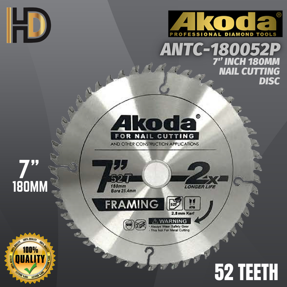 Akoda 7 180MM Nail TCT Saw Blade / AKODA ANTC-180052P 7 180MM Nail TCT Saw Blade 52 ฟัน