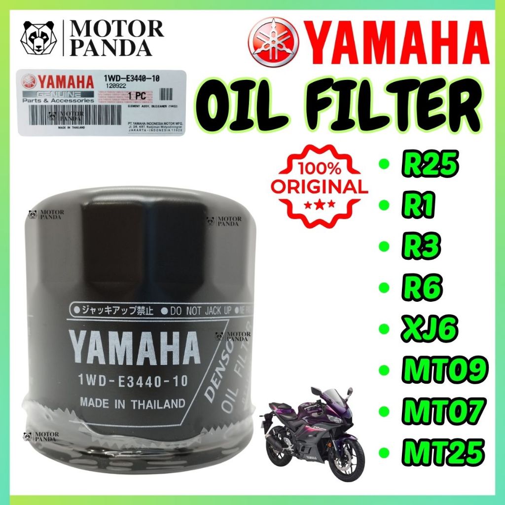 R25 MT09 MT07 MT25 R1 R3 R6 XJ6 กรองน้ํามันเครื่อง Penapis Miyak Hitam Engine Element 1WD-E3440-00 Y