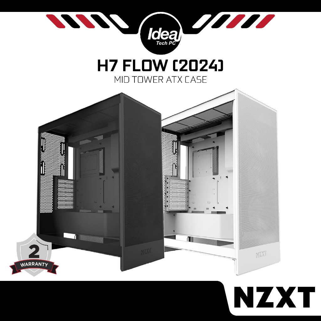 NZXT H7 FLOW 2024 BLACK / WHITE Mid-Tower ATX Airflow Case