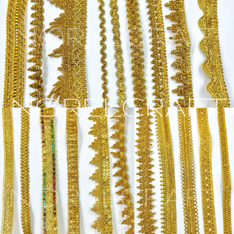 [1 เมตร] RENDA WARNA EMAS /GOLD LACE/RENDA GOLD/RENDA SILVER/LACE GOLD /RENDA WARNA GOLD