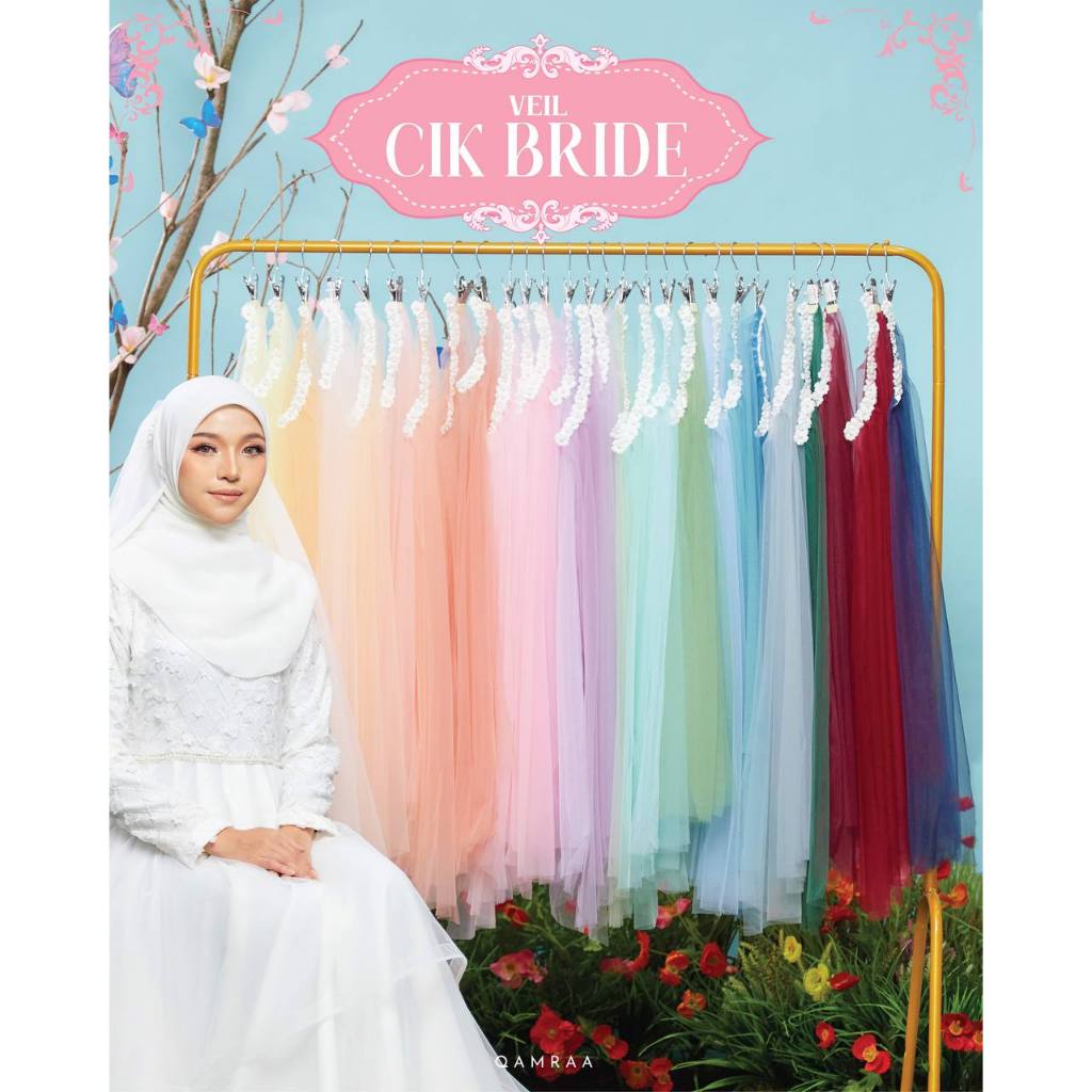 Veil CIP Bride โดย Qairraa Veil งานแต่งงานหมั้นเจ้าสาว 3D ดอกไม้ Offwhite