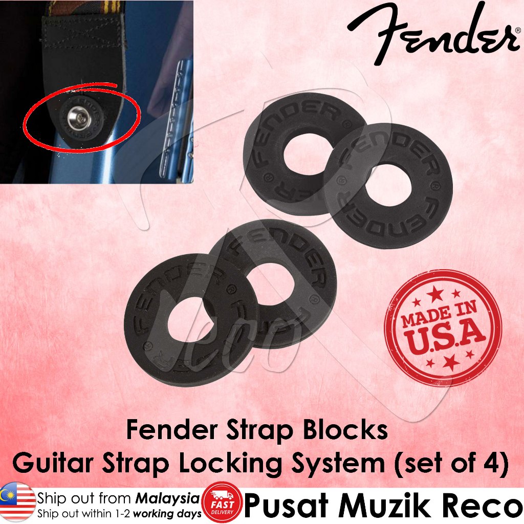Fender Strap Blocks Guitar Strap Locking System (ชุด 4 ชิ้น) Acoustic Electric Bass Guitar Gitar Acc Kapok Elektrik Bass