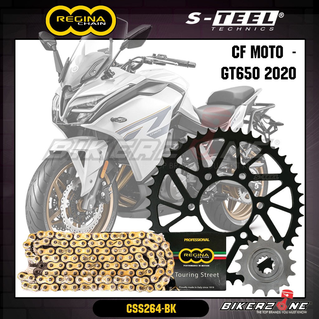 CF MOTO GT650 CSS264-BK Gold Chain และชุดเฟืองหน้าหลังสําหรับรถจักรยานยนต์โดย Bikerzone Official Sto