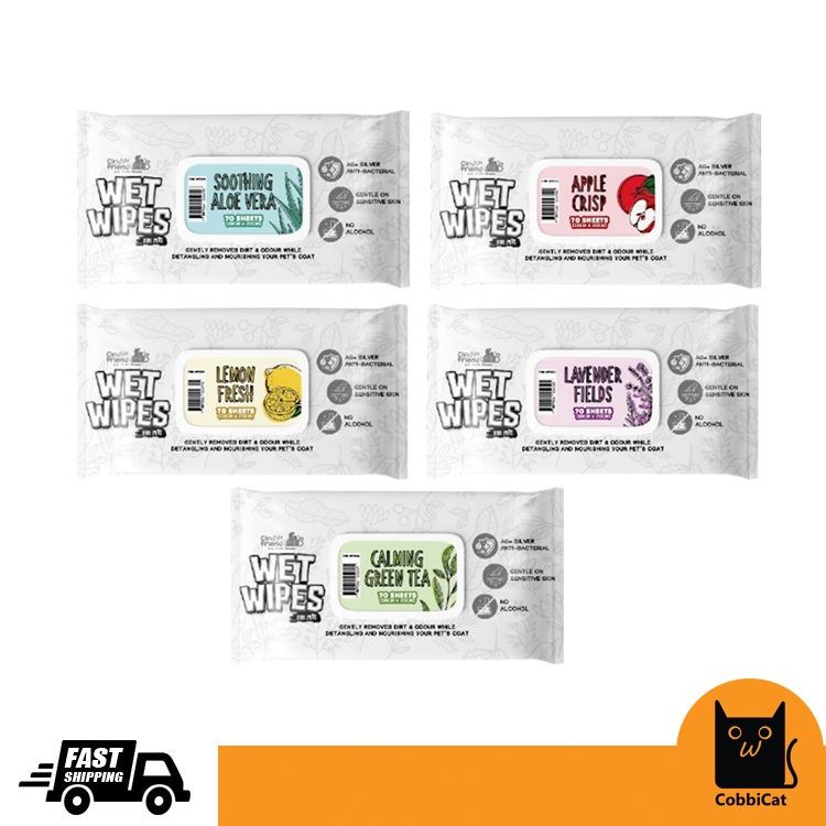 CINDY & FRIENDS DEODORIZING PET WIPES/TISSUE 70SHEETS