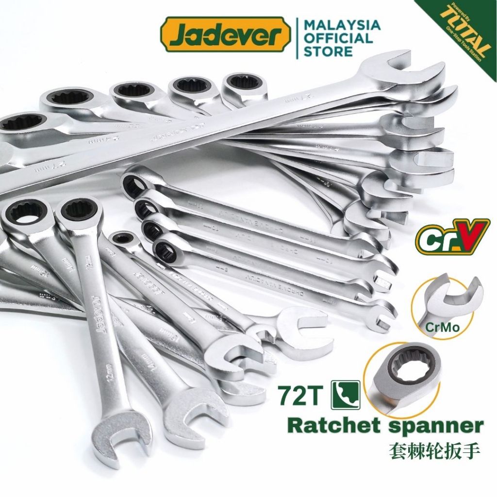 Jadever Tools CrV Ratchet Spanner series 6 มม. ~ 27 มม