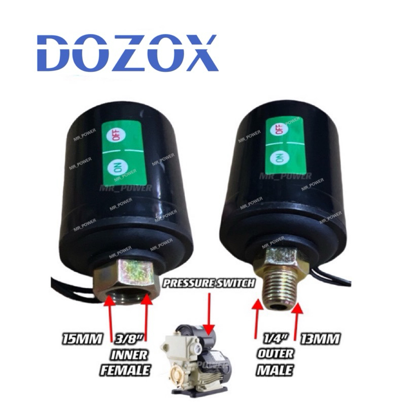 DOZOX PRESSURE SWITCH ปั๊มน้ํา (AUTOMATIC PUMP AIR) ชาย 1/4 13 มม. หญิง 3/8 15 มม.