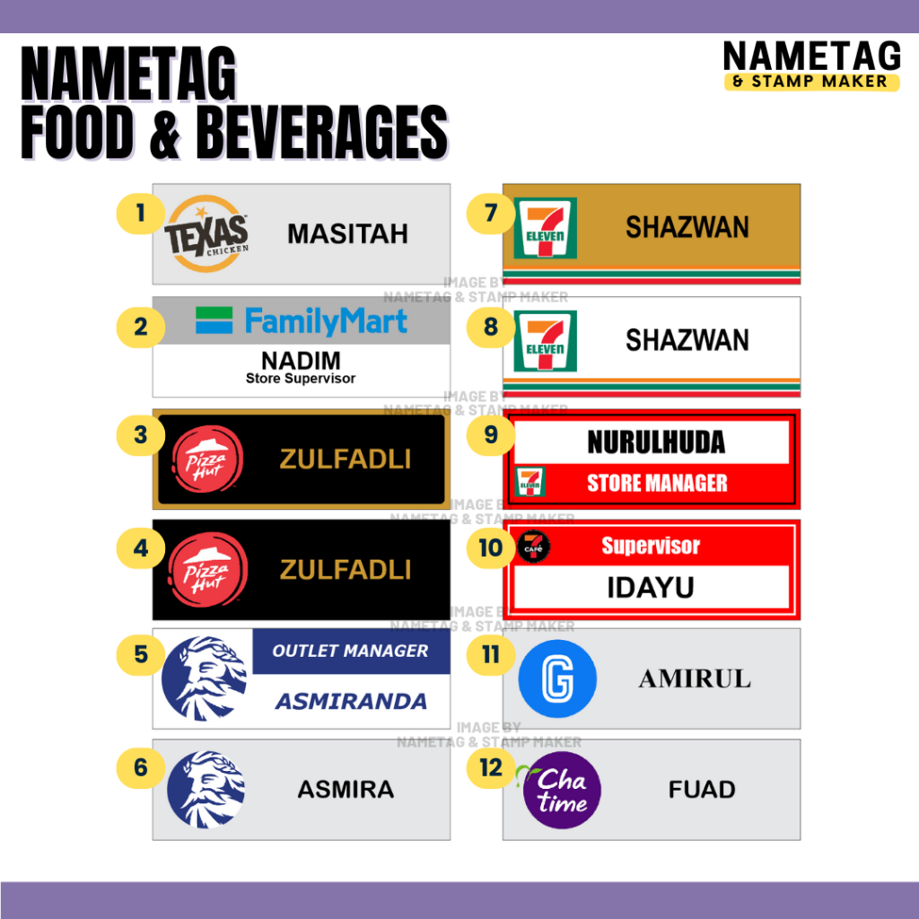 NAMETAG ARCYLIC EPOXY FOOD & BEVERAGES ANY โลโก้