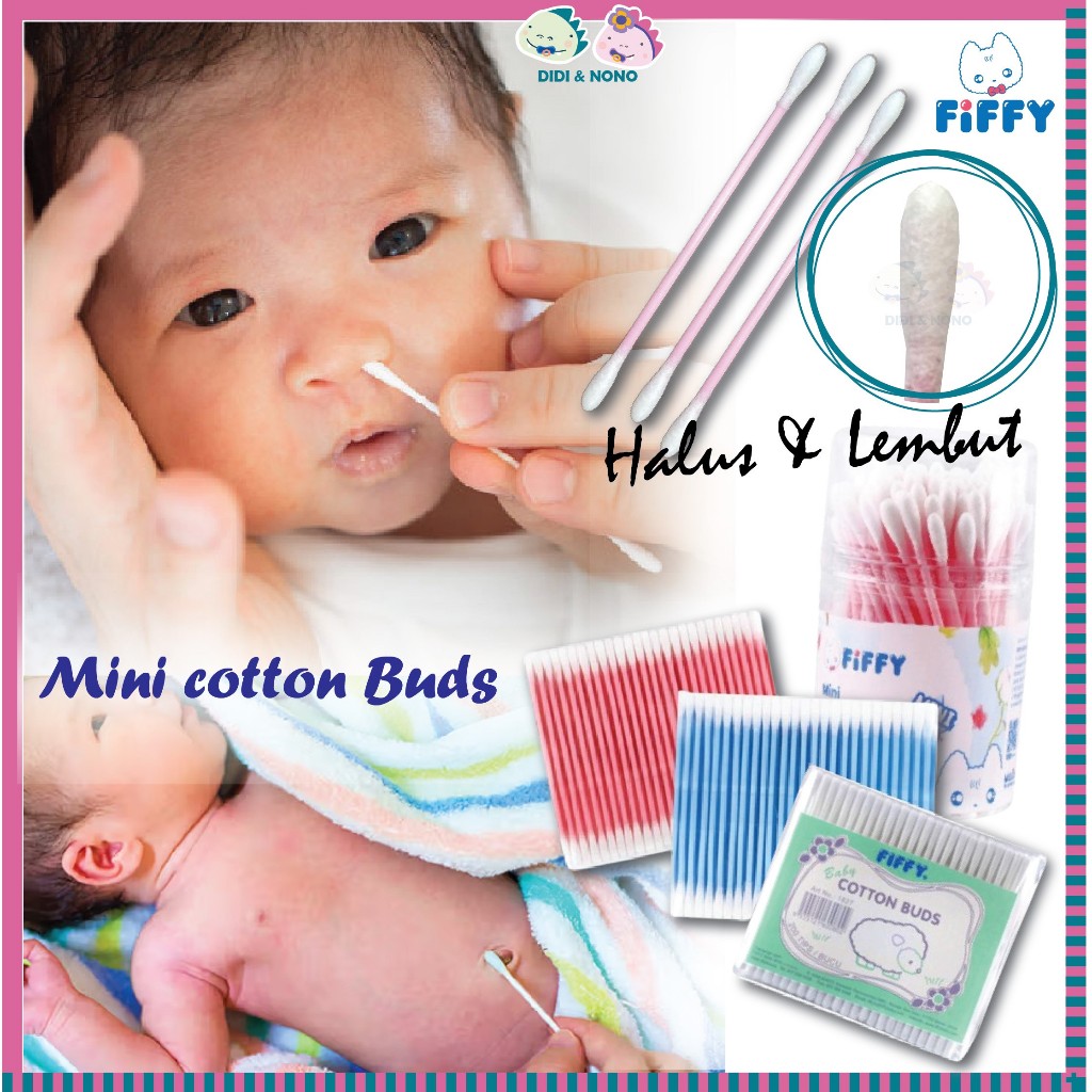 Fiffy Mini Cotton Buds Slim [200bucu,100 ชิ้น] หู Cotton Buds