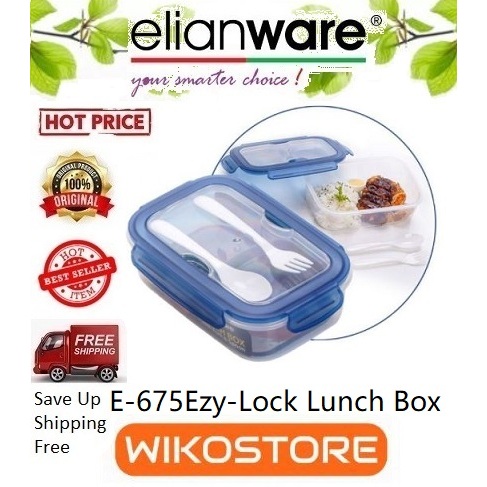 [Wikostore] Elianware E-675 Ezy-Lock อะคริลิค BPA-Free Microwavable 100% Airtight กล่องอาหารกลางวันพ