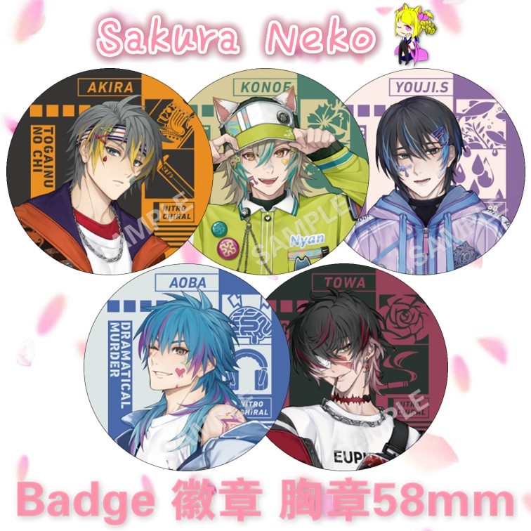 NITRO CHiRAL Togainu no Chi Lamento Sweet Pool Dramatical Murder Dmmd Slow Damage Game Anime Button 