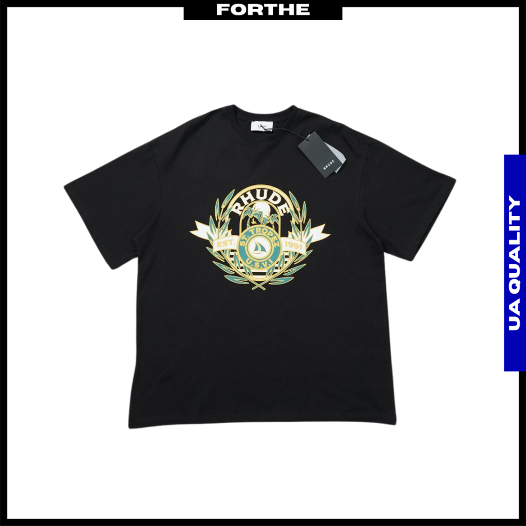 RHUDE St Tropez Logo Print TShirt ขนาดใหญ่ Streetwear Rhude TShirt