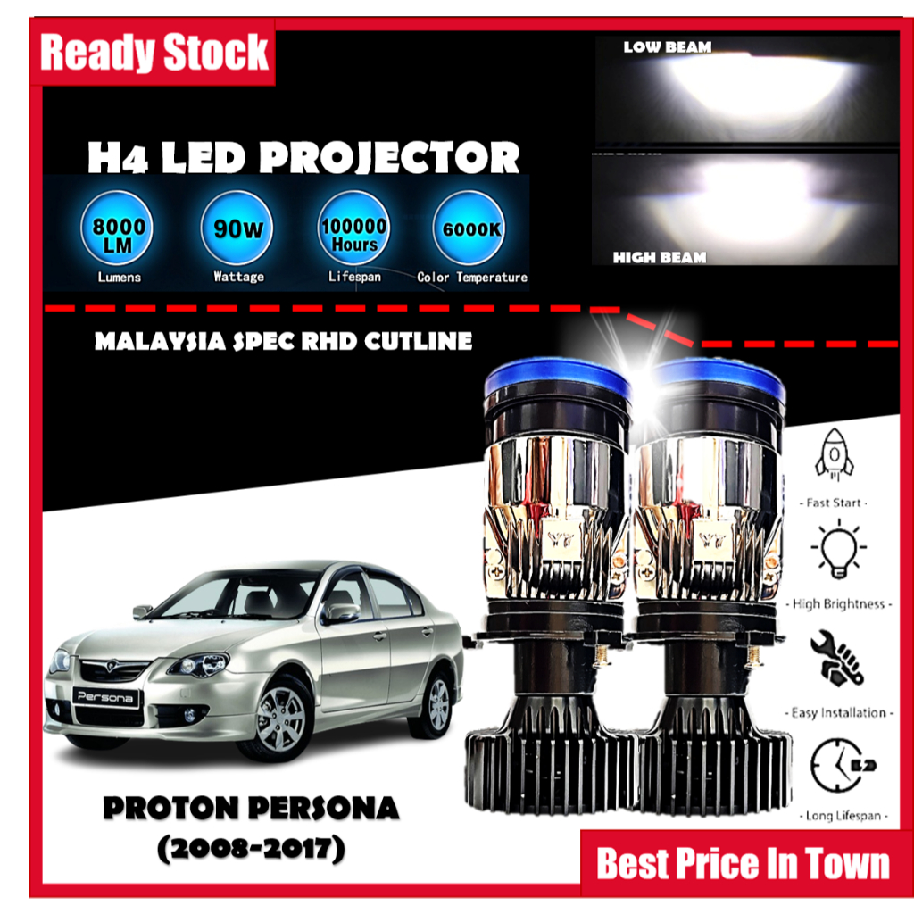 PROTON PERSONA 2008 - 2014 LED ไฟหน้าหมอกรถ LED มินิโปรเจคเตอร์ H4 LED ไฟหน้าโปรเจคเตอร์ 55W 6000K