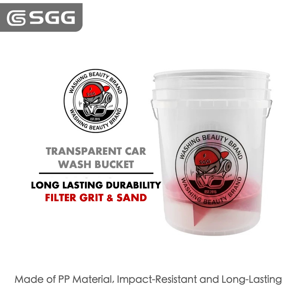 [SGG] TRANSPARKENT CAR WASH BUCKET - SOLID PP WATER BUCKET - DURABLE CAR WASH BUCKET