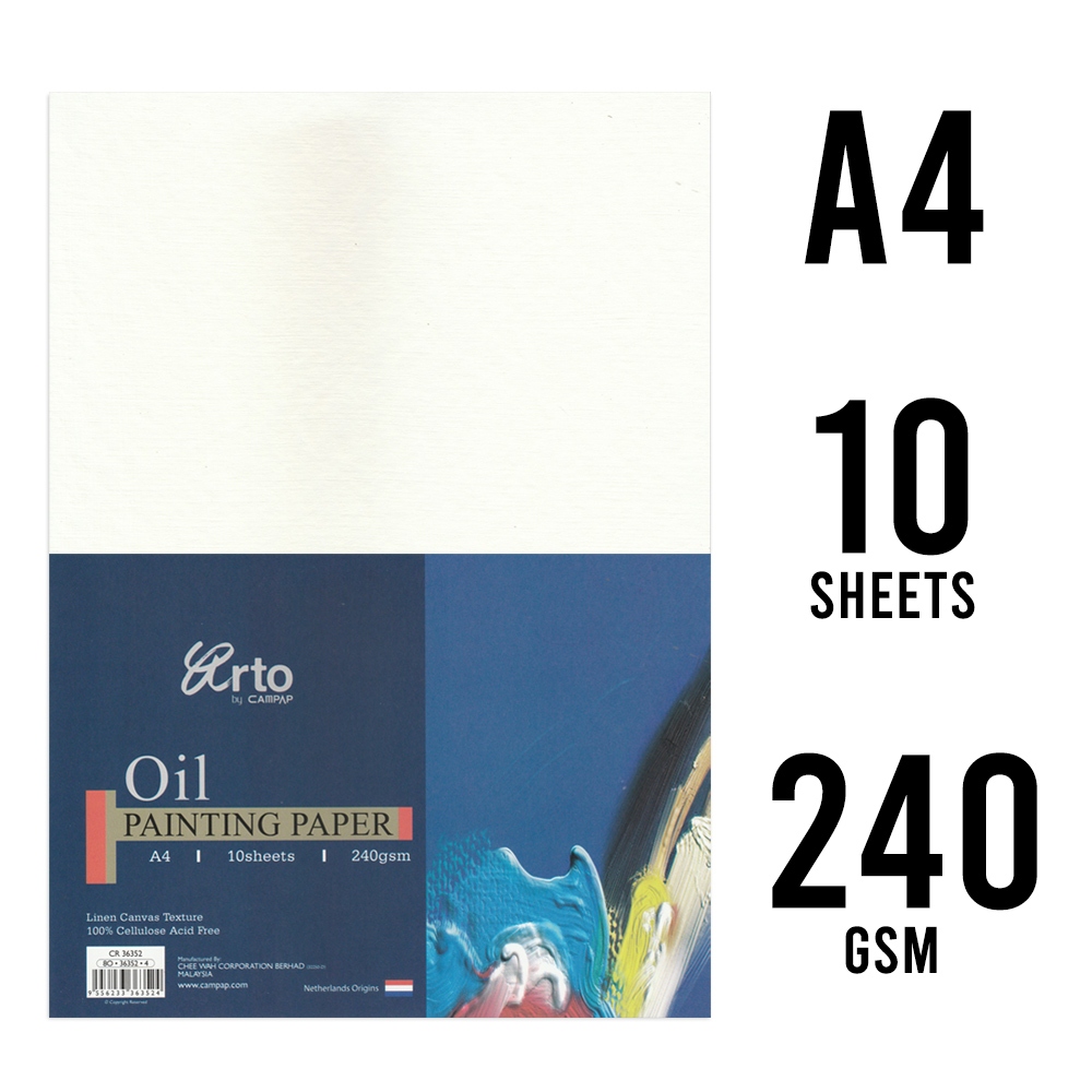 CAMP PAINTING PAPER ARTO - OIL PAINTING PAPER (A4 - 10 แผ่น) ( 240gsm "CR36352" ) (CELLULAOSE)