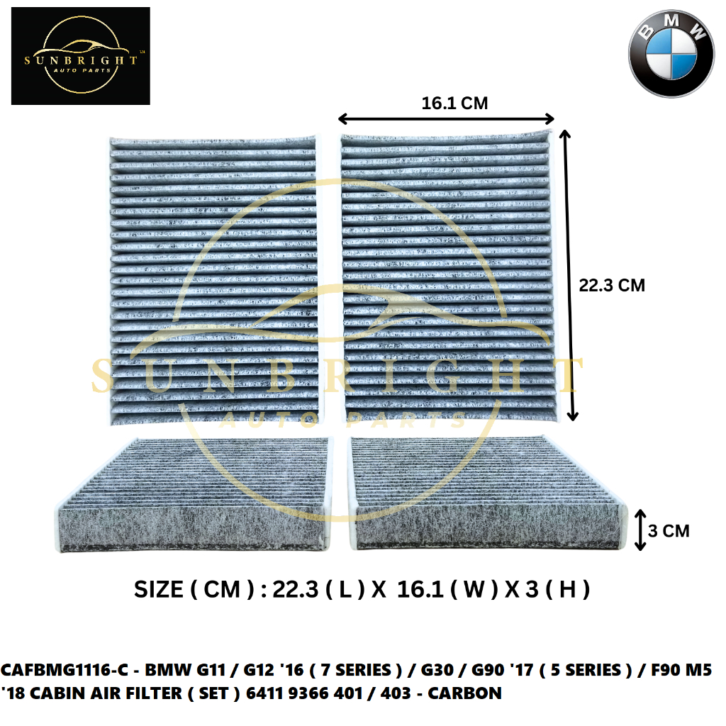 BMW G11 / G12 16 ( 7 SERIES ) / G30 / G90 17 ( 5 SERIES ) / F90 M5 18 CABIN AIR FILTER ( SET ) 6411 