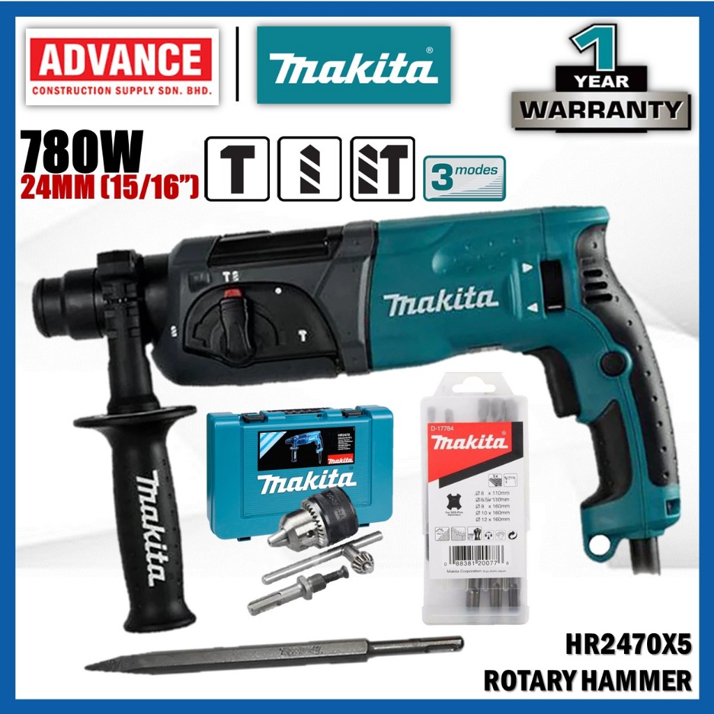MAKITA HR2470X5 สว่านโรตารี่ 24MM (15/16") CORDED1 ปี Warranty