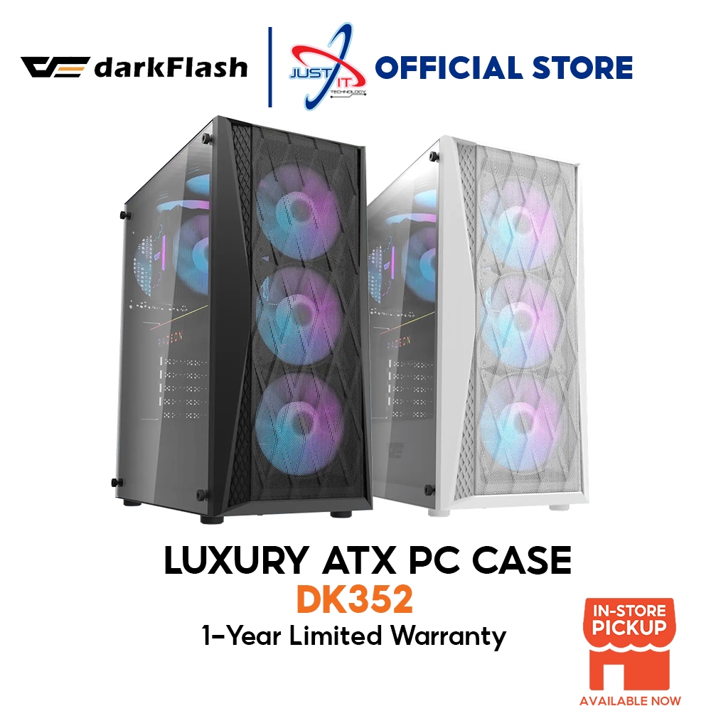 Darkflash DK352 LUXURY ATX PC CASE ( CASING ) - สีดํา / สีขาว [ PRE-INSTALL 4*120 มม. ARGB FAN ]