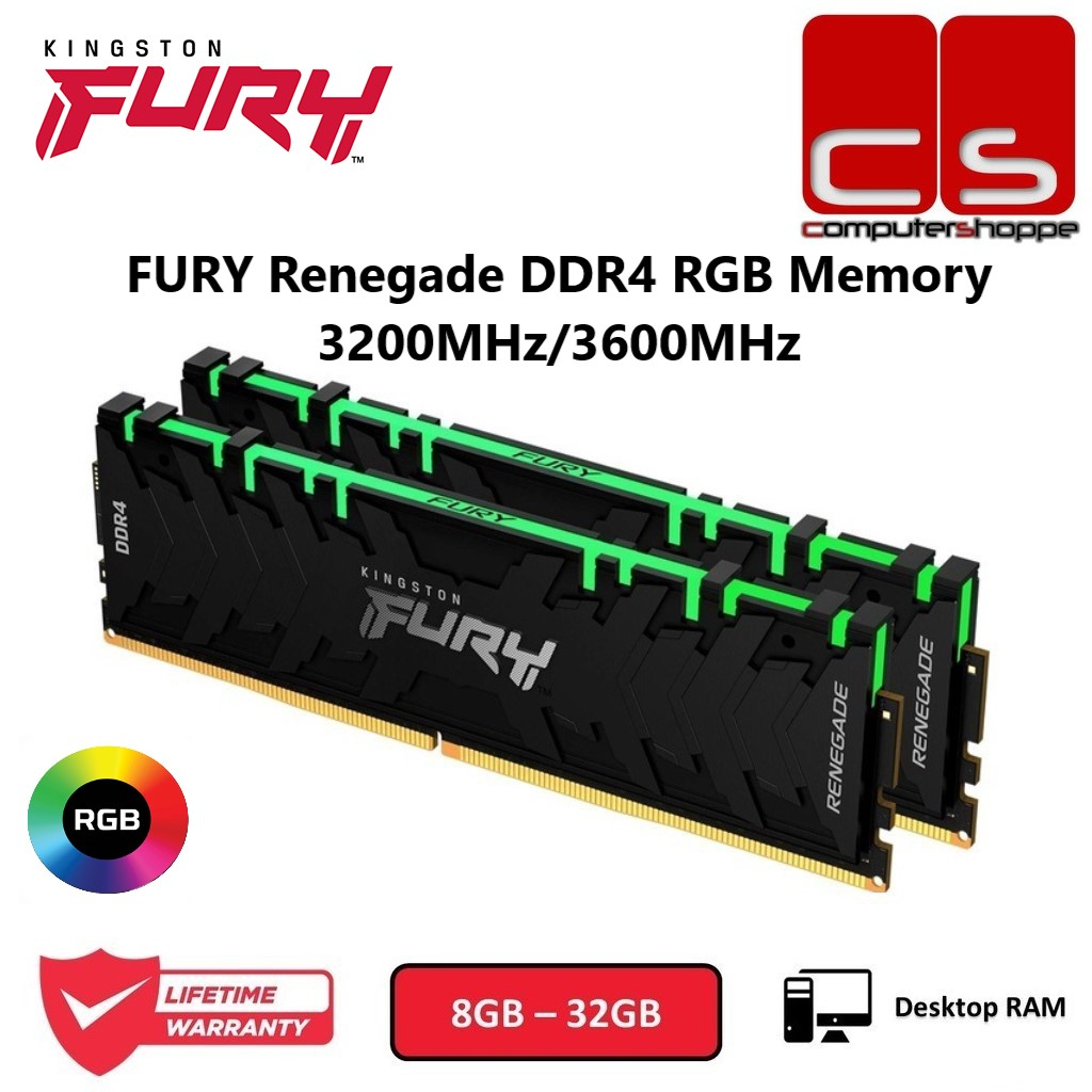 Kingston FURY Renegade RGB DDR4 แรมหน่วยความจํา 3200MHz 3600MHz สําหรับเล่นเกม