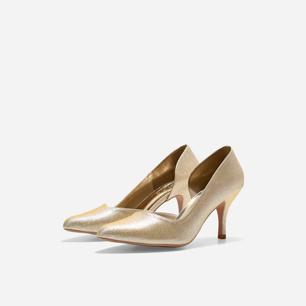 Cynthia Gold Glitter Heels