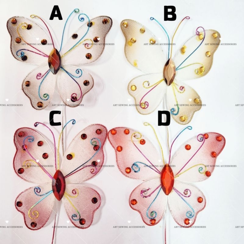 ชุดจั๊มสูทผีเสื้อตาข่ายคริสตัล/Rama-rama Hiasan 1 ชิ้น