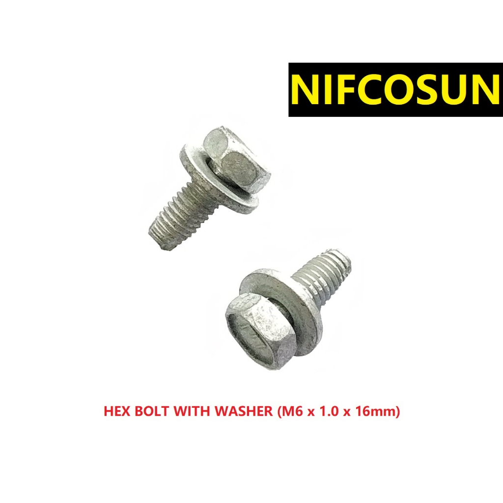 BOLT HEX WITH WASHER (M6 X 1.0 X 16mm)
