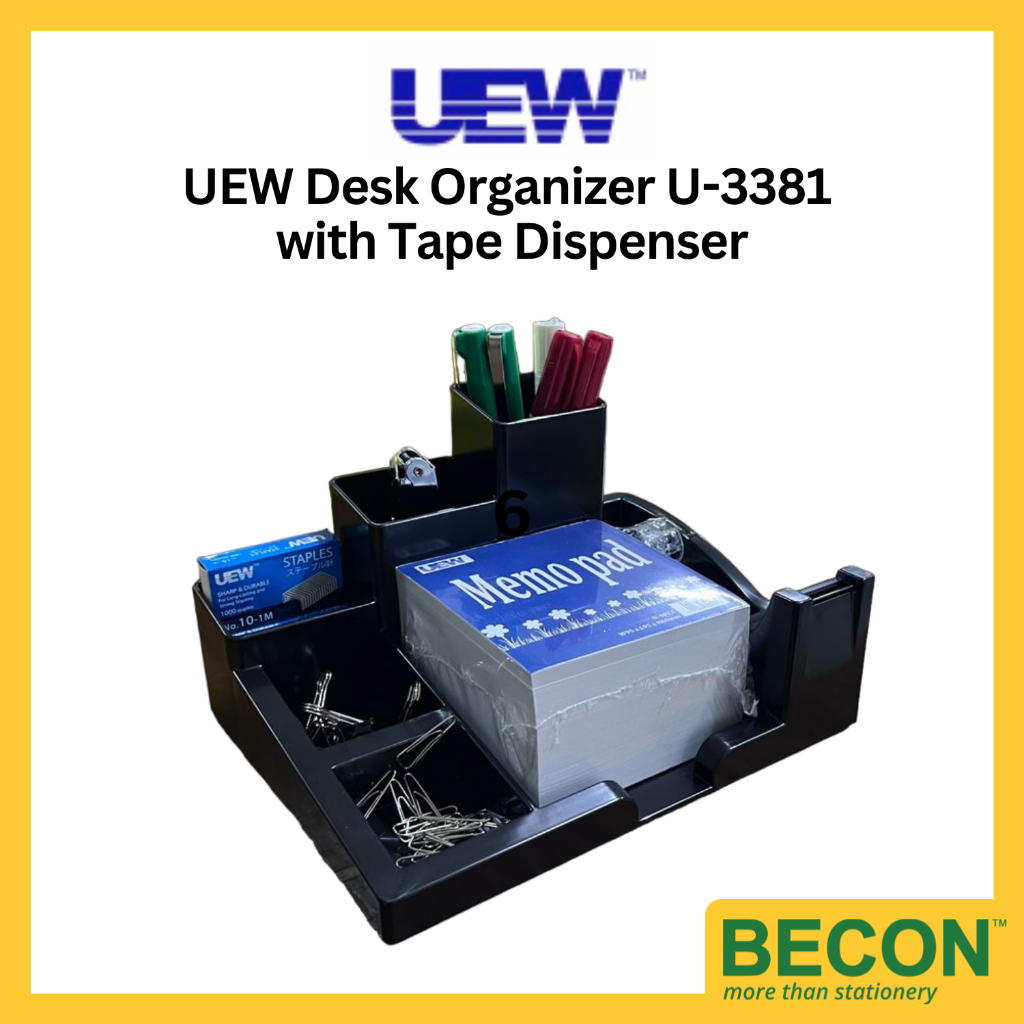 UEW Desk Organizer U-3381 พร้อมเครื่องจ่ายเทป