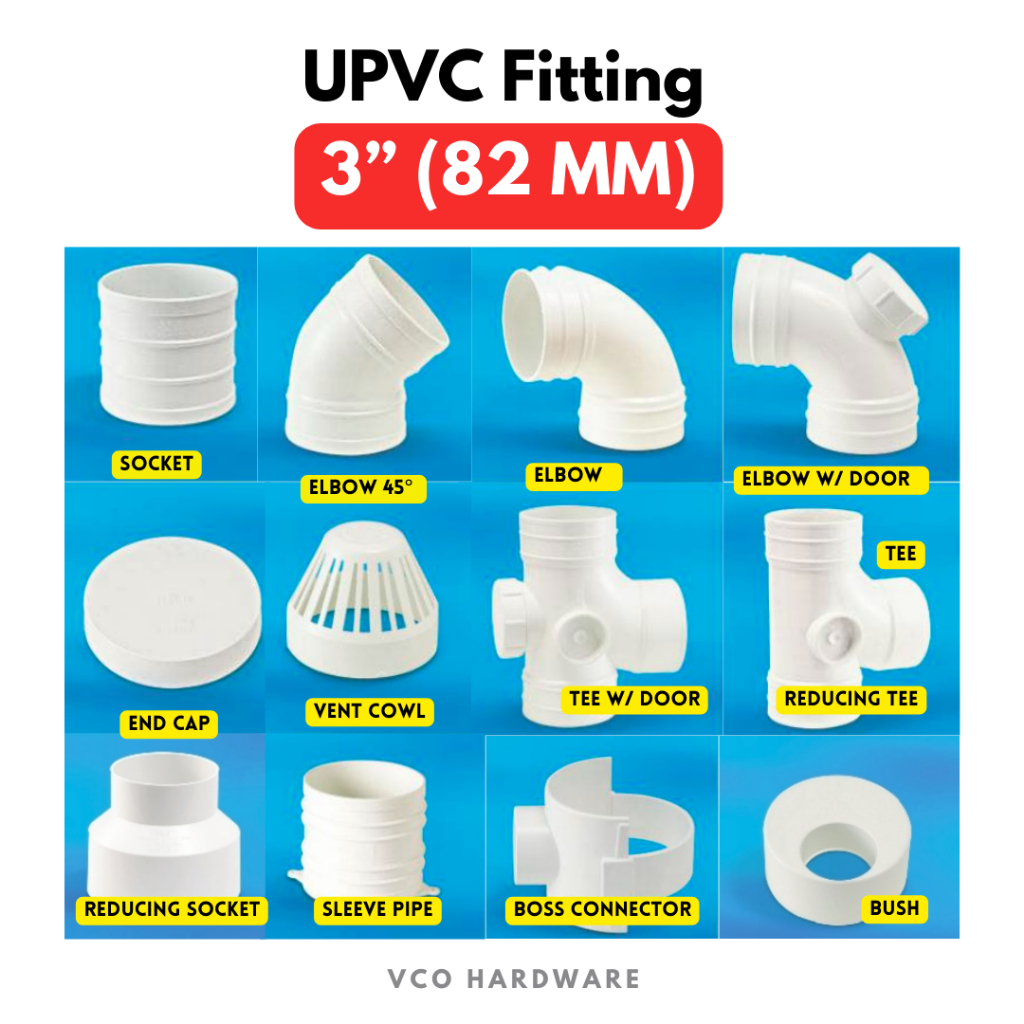 [ 3" / 82 MM ] อุปกรณ์ท่อ UPVC ขั้วต่อท่อ UPVC สีขาว/Pemyambung Paip Putih