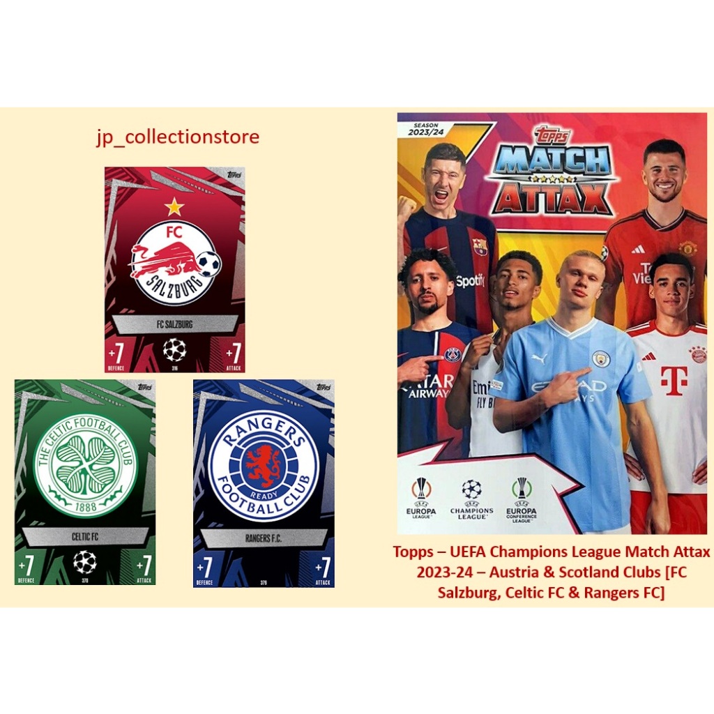 ออสเตรีย & สกอตแลนด์ สโมสร [FC Salzburg, Celtic FC & Rangers FC] 2023/24 Match Attax Football Shiny 