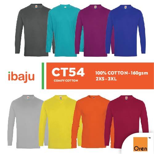 ORN SPORT Unisex Baju Gonsang Baju Cotton Long Sleeve T-Shirt Lelaki TShirt Cotton Plain TShirt Grou