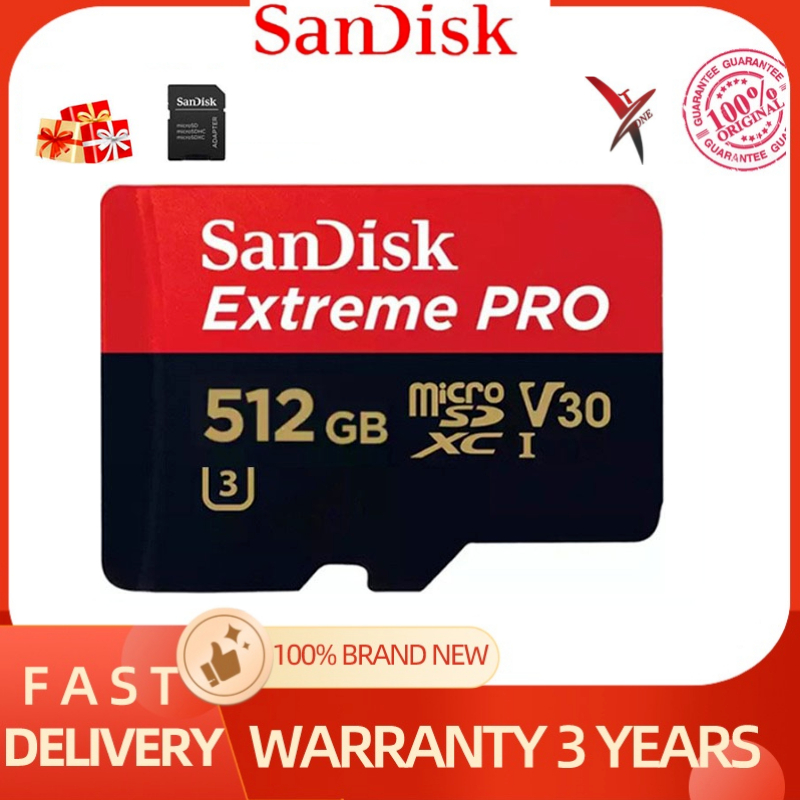 Sandisk การ์ดหน่วยความจํา Extreme Pro Micro SD Card 512GB 256GB 128GB TF Card Up To Flash Card สําหรับกล้อง