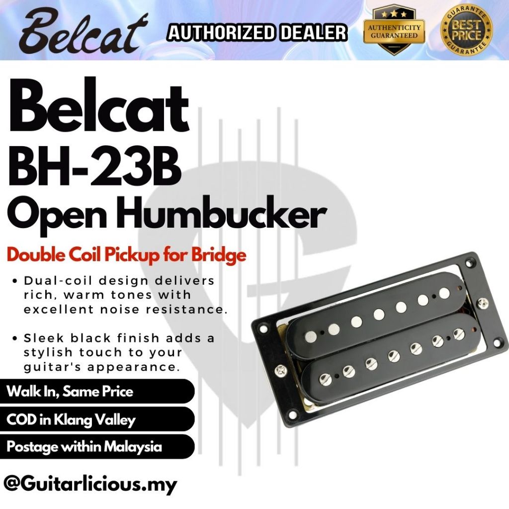Belcat Open Humbucker Double Coil Pickup สําหรับ BH-23B (บริดจ์) & BH-23N (คอ) (สีดํา) - BH23B / BH2