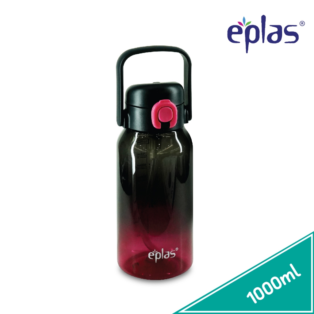 Eplas MODERN ขวดน้ํา 1000 มล. พร้อมหลอด และด้ามจับ หลากสี EGCS-1000BPA