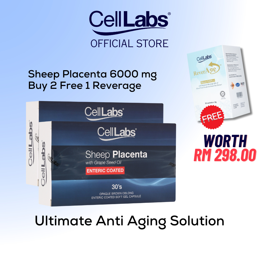 Celllabs Sheep Placenta 6000mg (2 แพ็ค) [ฟรี Reverage NMN 1 ชิ้น]