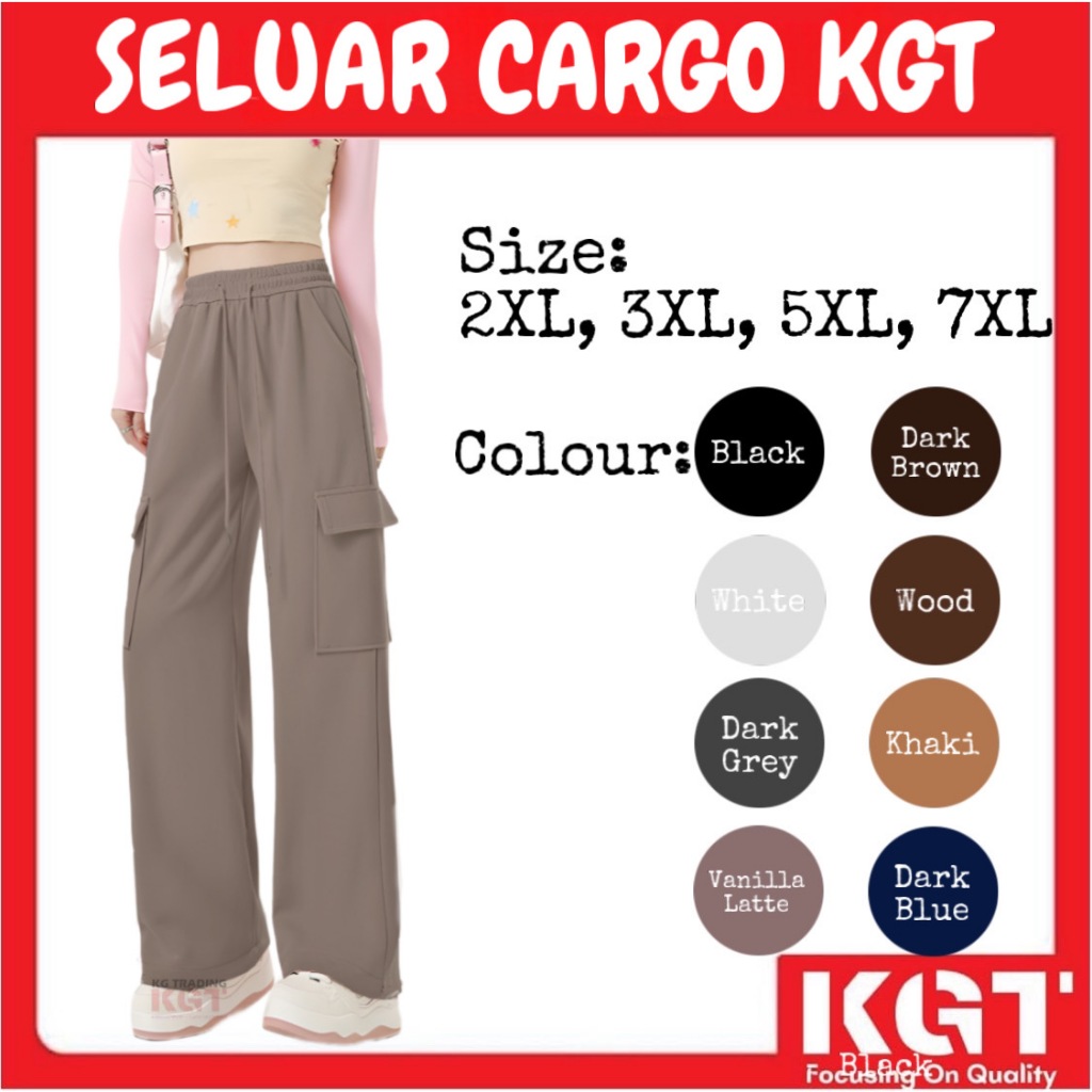 KGT CARGO Bamboo Slack Cargo Bertali Baggy ตัด Scuba 4 กระเป๋าสุภาพสตรี Cargo Slack กางเกง Seluar