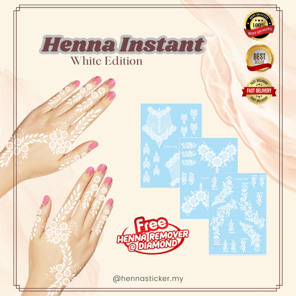 2.0 White Henna Instant / สติ๊กเกอร์ Inai Instant Pengantin Putih