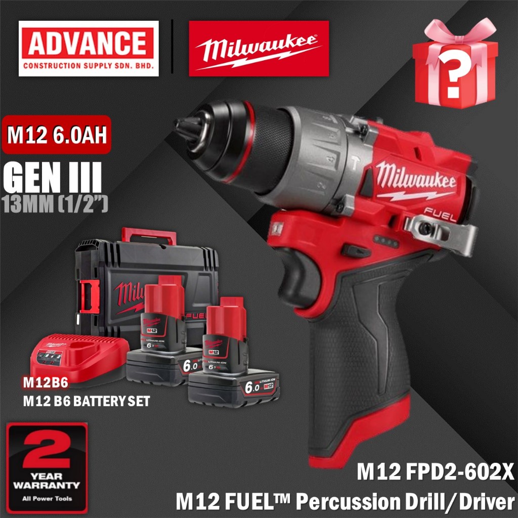 MILWAUKEE M12 FPD2 สว่านกระแทก | FPD-602X M12 FUELTM Gen III 13 มม. สว่านกระทบ/ไดรเวอร์