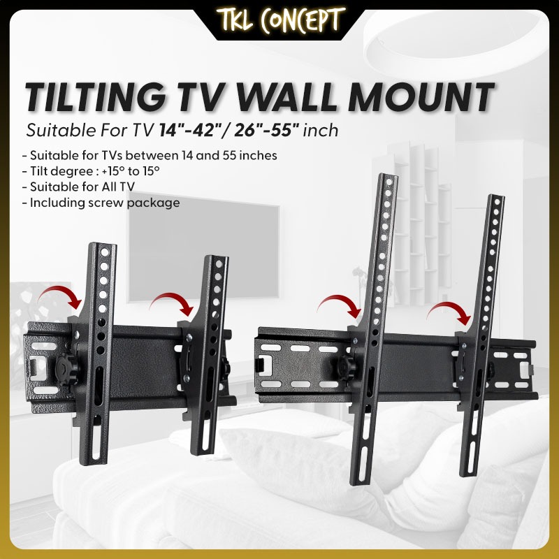 TKL TV Bracket ปรับเอียงได้ 14-42 / 26-55 Universal Tv Wall Mount Bracket Braket Gantung Dinding Bre