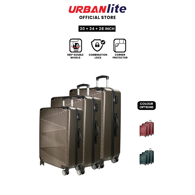Urbanlite Echo 2.0-3 IN 1 (20 นิ้ว + 24 นิ้ว + 28 นิ้ว) เคสแข็ง ABS 8 ล้อ สปินเนอร์การ์ดมุมกระเป๋าเดินทาง ULH21904