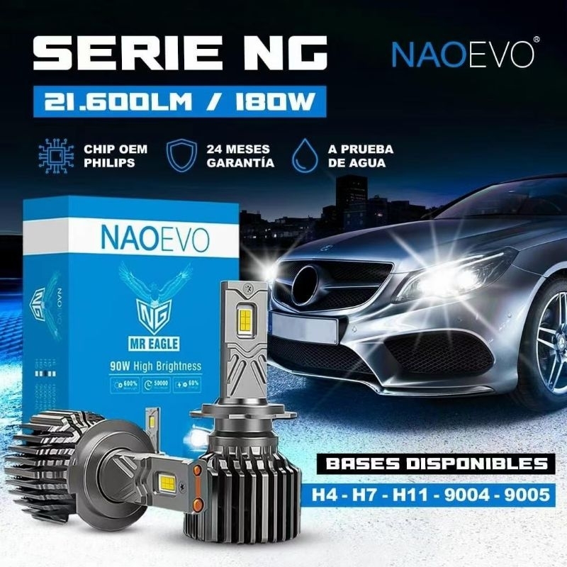 NAOEVO MR.EAGLE LED HEADLIGHT BULB 6500K 90W(H1/H4/H7/H8/H11/9005/9006)