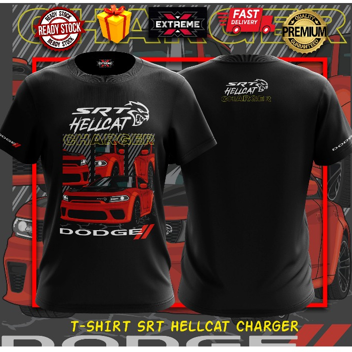 เสื้อยืด SRT.HELLCAT CHARGER DODGE Black SHIP จาก