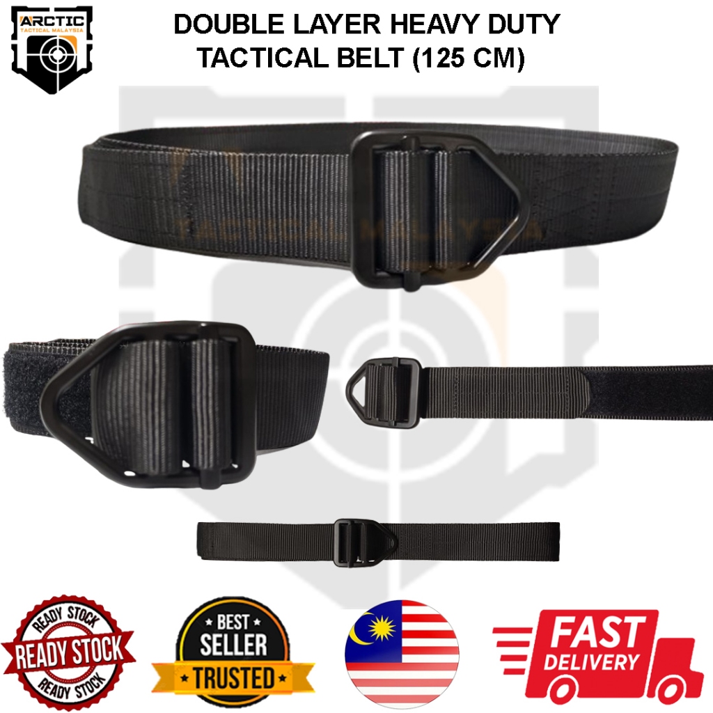 Arctic Tactical Double Layer Heavy duty Tactical Belt สีดํา 125 Cm